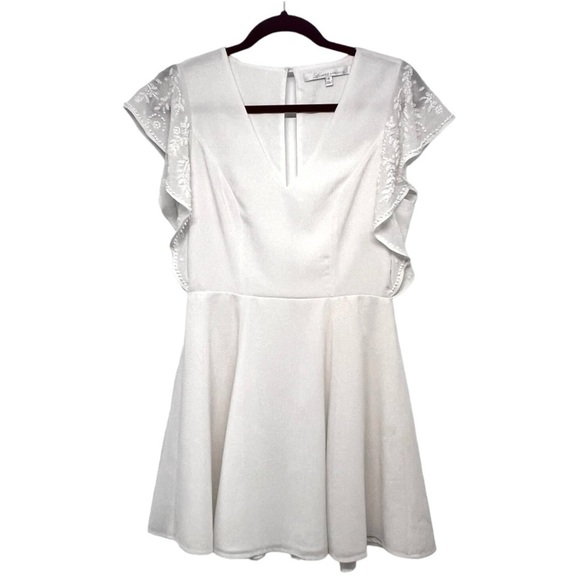 Lovers + Friends The Roma White Beaded Fit & Flare Mini Dress Women’s Small - Picture 6 of 13